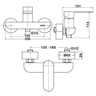 Смеситель для душа Swedbe Vulcan 1120 хром